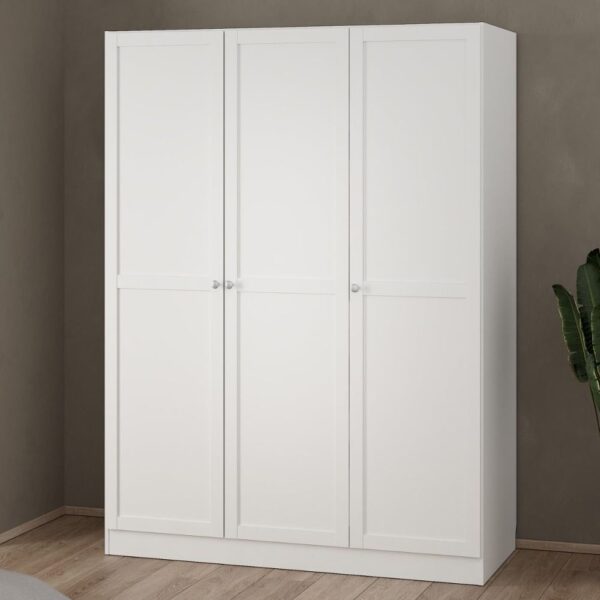 Burbank Wooden Wardrobe With 3 Doors In White