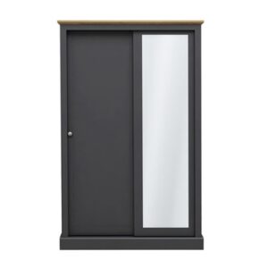 Devan Wooden Sliding Wardrobe With 2 Doors In Charcoal