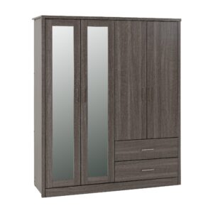 Laggan Wooden Wardrobe With 4 Doors In Black