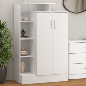 Mack Wooden Wardrobe With 2 Doors And Gloss Front In White