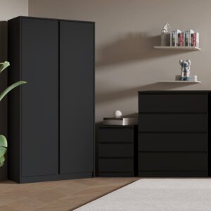 Mcgowen Wooden Furniture Set With 2 Doors Wardrobe In Black