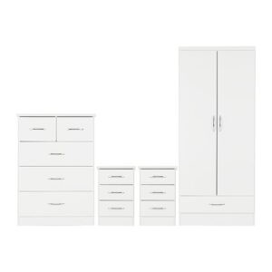 Mack Wooden Bedroom Set With 2 Doors Wardrobe White Gloss Front