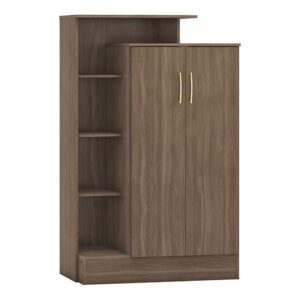 Mack Wooden Wardrobe With 2 Doors In Rustic Oak