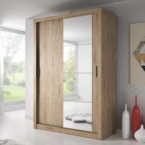 Allen Wardrobe With 2 Sliding Doors In Shetland Oak