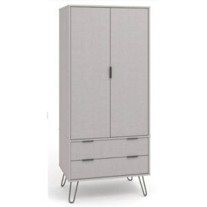 Avoch Wooden Wardrobe With 2 Doors 2 Drawers In Grey