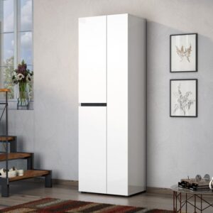 Belfort High Gloss Wardrobe 3 Doors In White And Slate Grey