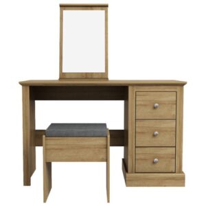 Devan Wooden Dressing Table Set In Oak