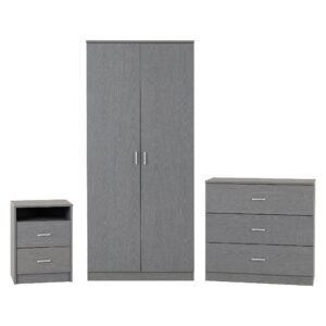 Floyd Wooden Furniture Set With 2 Doors Wardrobe In Grey