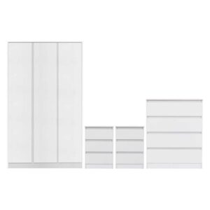 Mcgowen Wooden Bedroom Furniture Set 3 Doors Wardrobe In White