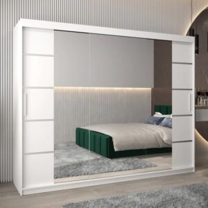 Vevey III Mirrored Wardrobe 3 Sliding Doors 250cm In White