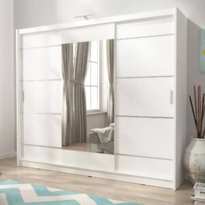 Waldorf Mirrored Wardrobe With 3 Doors In Matt White